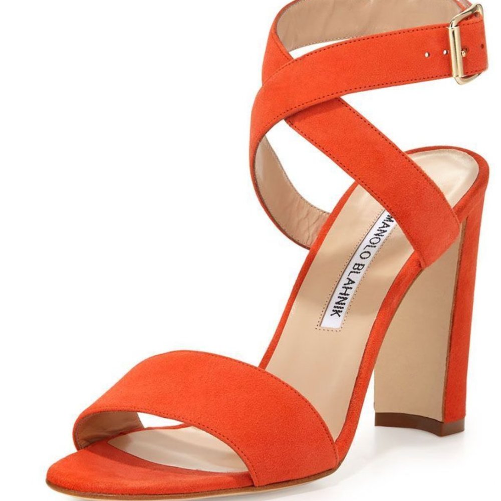 Manolo Blahnik Tondala Suede Ankle-Wrap Sandal